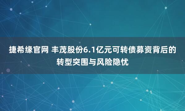 捷希缘官网 丰茂股份6.1亿元可转债募资背后的转型突围与风险隐忧