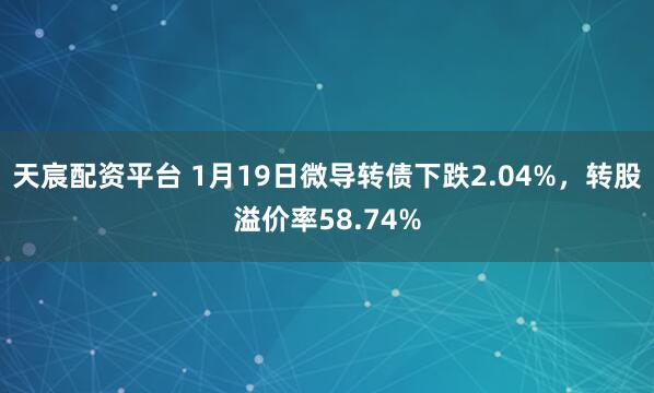 天宸配资平台 1月19日微导转债下跌2.04%，转股溢价率58.74%