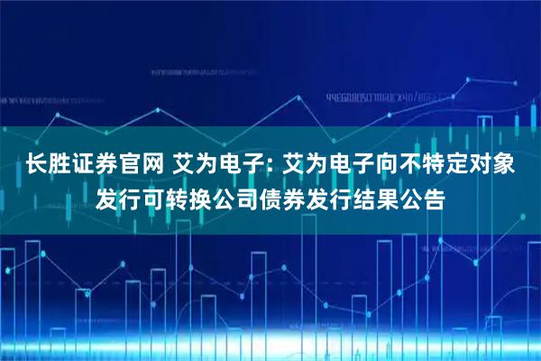 长胜证券官网 艾为电子: 艾为电子向不特定对象发行可转换公司债券发行结果公告